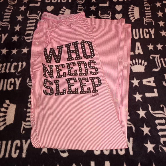 PINK Victoria's Secret Other - RARE M Victoria's Secret Pink Who Needs Sleep Rhinestone Y2K Pajama Pants